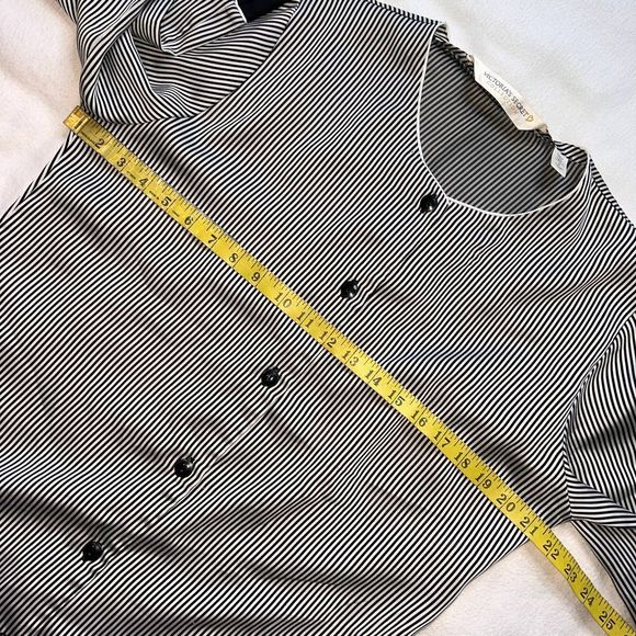 Victoria's Secret Black/White Striped Long Sleeve Silk Like Pajama Set-M - Picture 8 of 16